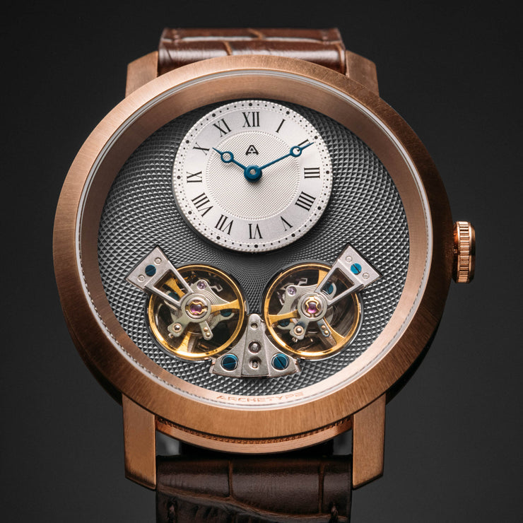 Caspian Automatic Rose Gold Silver Brown