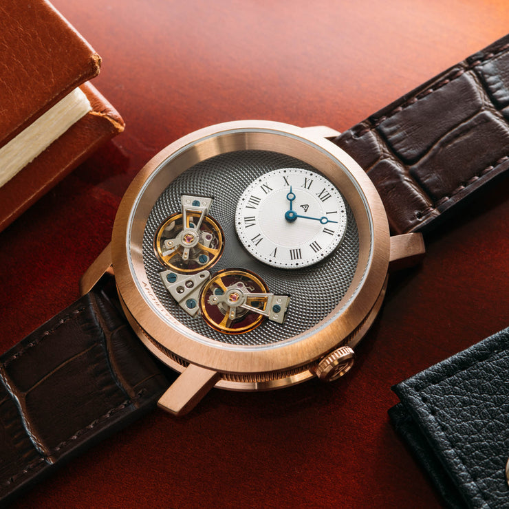 Caspian Automatic Rose Gold Silver Brown