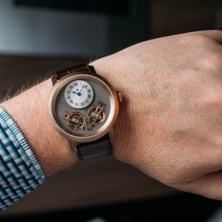 Caspian Automatic Rose Gold Silver Brown