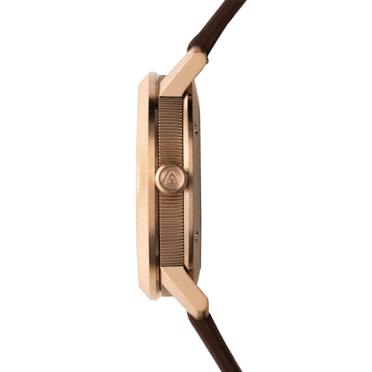 Caspian Automatic Rose Gold Silver Brown