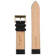 20mm Embossed Croc Black Strap Gold Buckle