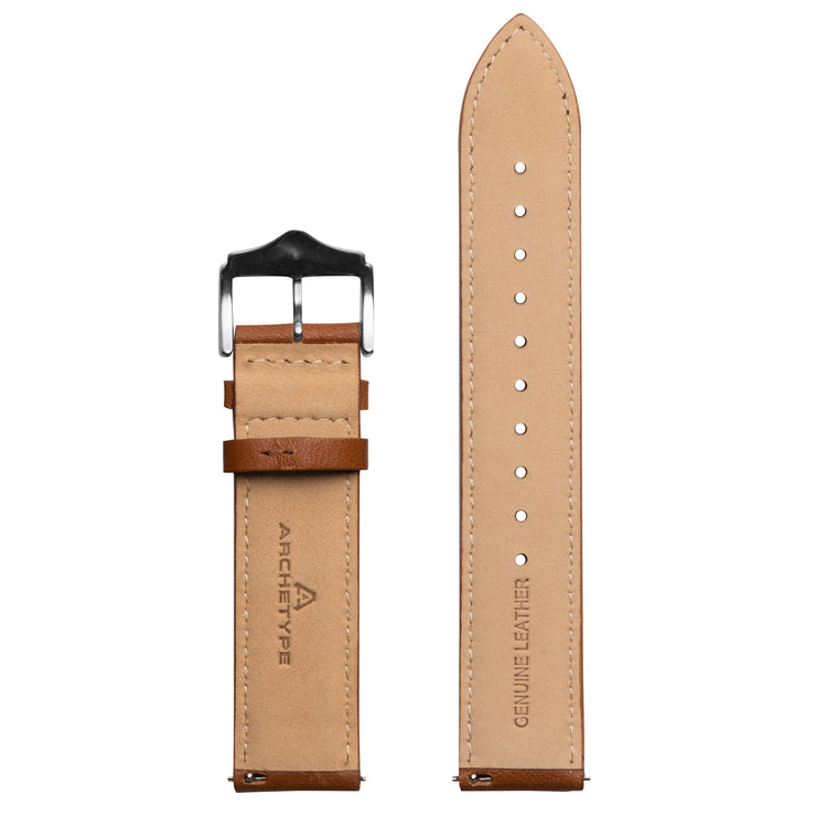 20mm Embossed Croc Tan Strap Silver Buckle