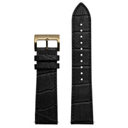 22mm Embossed Croc Black Strap Antique Gold Buckle