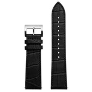 22mm Embossed Croc Black Strap Silver Buckle